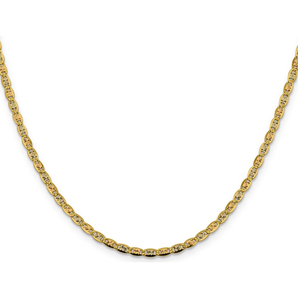 14K Tri-Color Gold 18" Open Link Chain with Lobster Clasp - 2.75mm Width by Oro Pregiato