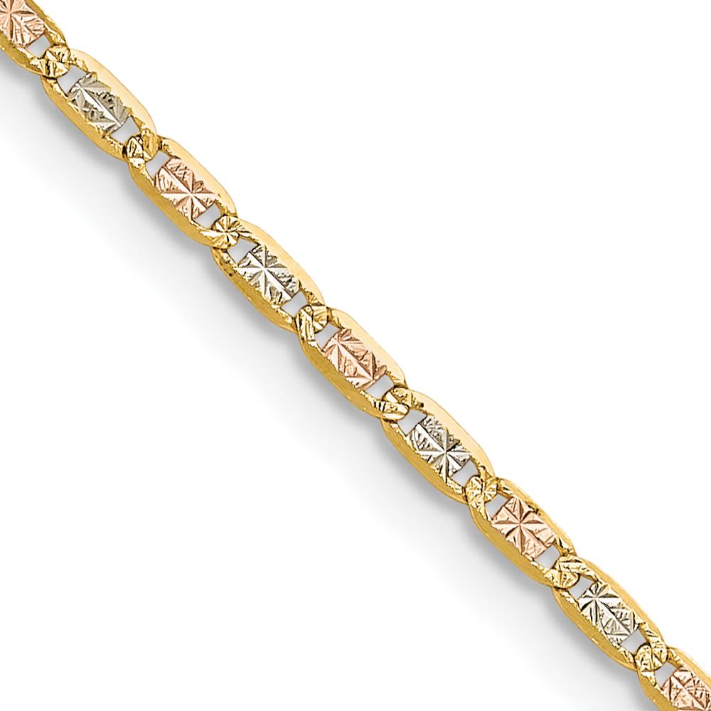 14K Tri-Color Gold 18" Pavé Valentino Chain - 2.0mm Width by Oro Pregiato