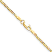 14K Tri-Color Gold 18" Pavé Valentino Chain - 2.0mm Width by Oro Pregiato
