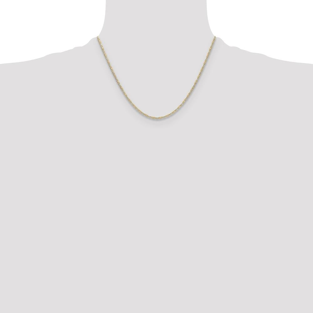 14K Tri-Color Gold 18" Pavé Valentino Chain - 2.0mm Width by Oro Pregiato