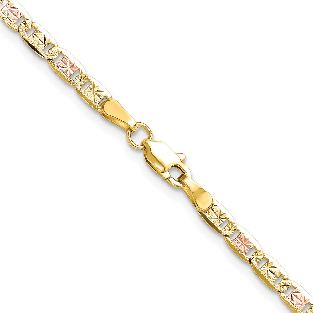 14K Tri-Color Gold 18" Pavé Valentino Chain - 3.2mm Width by Oro Pregiato