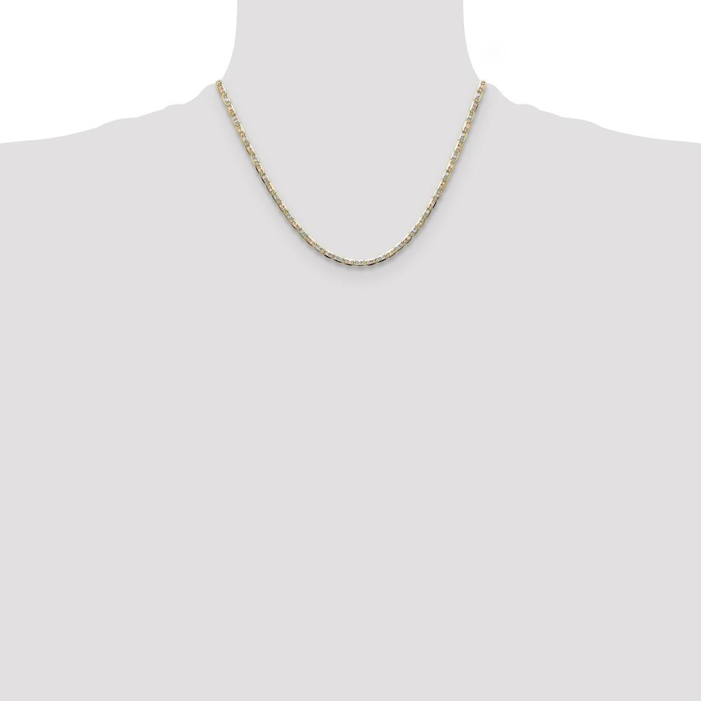 14K Tri-Color Gold 18" Pavé Valentino Chain - 3.2mm Width by Oro Pregiato
