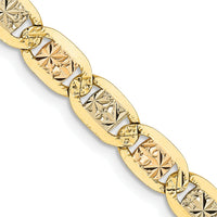 14K Tri-Color Gold 18" Pavé Valentino Open Link Chain - 4.65mm Width by Oro Pregiato