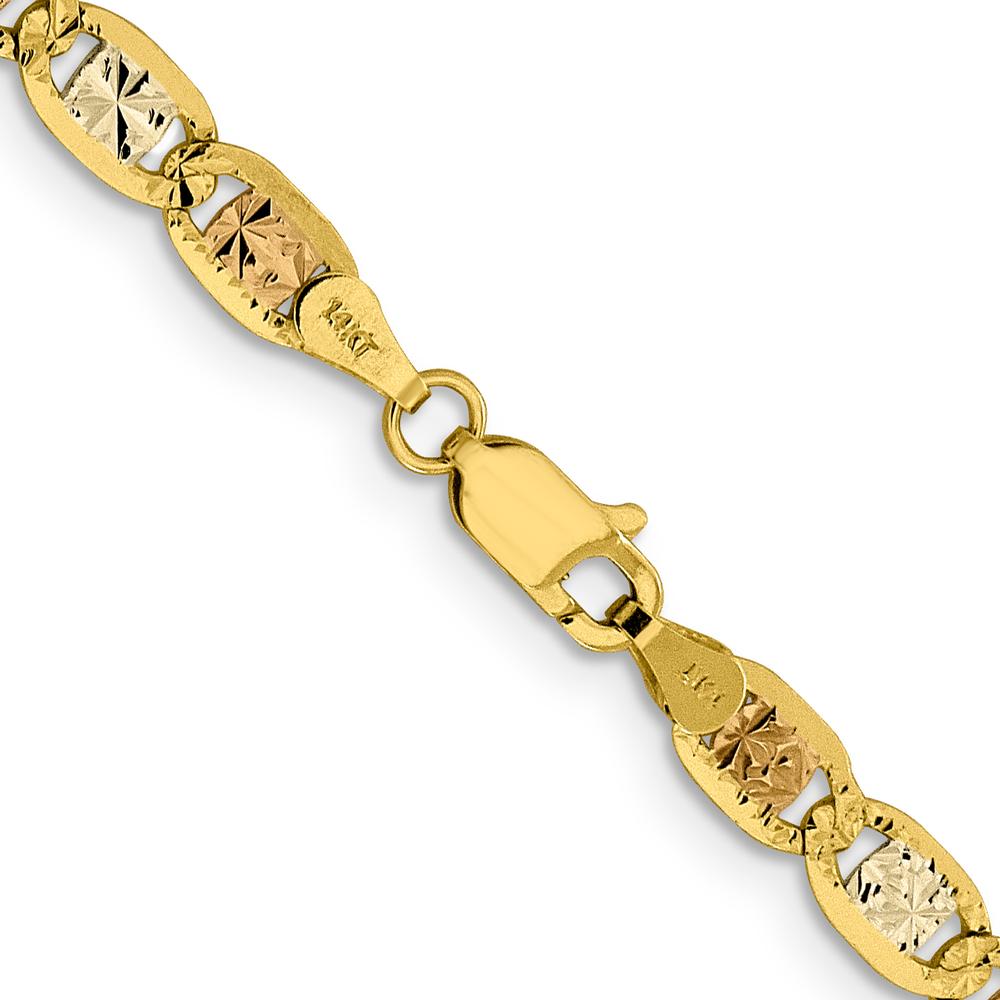 14K Tri-Color Gold 18" Pavé Valentino Open Link Chain - 4.65mm Width by Oro Pregiato