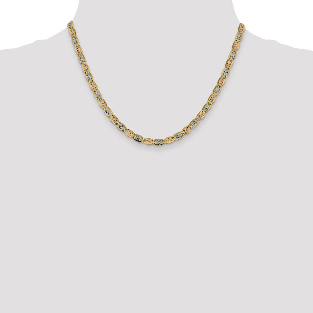 14K Tri-Color Gold 18" Pavé Valentino Open Link Chain - 4.65mm Width by Oro Pregiato