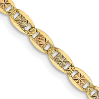 14K Tri-color Gold 20" Pavé Open Link Chain Necklace with Lobster Clasp by Oro Pregiato
