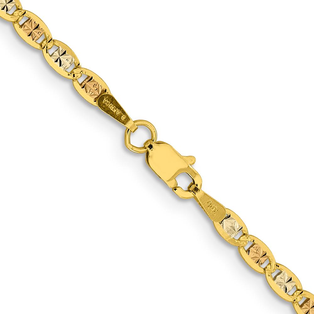 14K Tri-color Gold 20" Pavé Open Link Chain Necklace with Lobster Clasp by Oro Pregiato