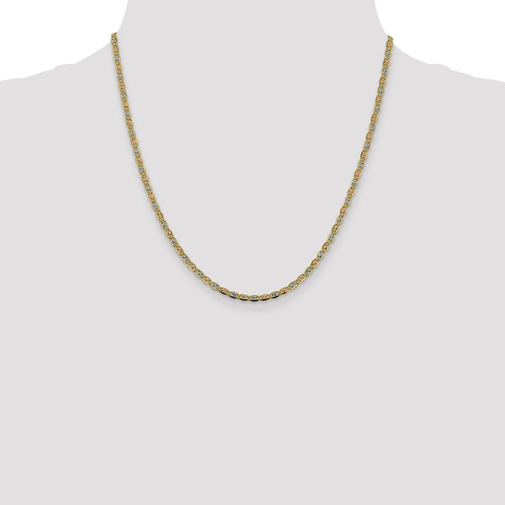 14K Tri-color Gold 20" Pavé Open Link Chain Necklace with Lobster Clasp by Oro Pregiato