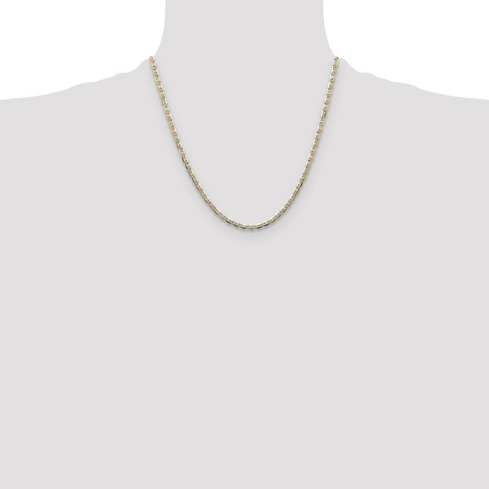 14K Tri-Color Gold 20" Pavé Valentino Chain - 3.2mm Width by Oro Pregiato