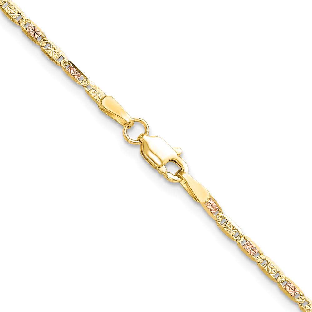 14K Tri-Color Gold 22" Pavé Valentino Chain Necklace - 2.0mm Width by Oro Pregiato