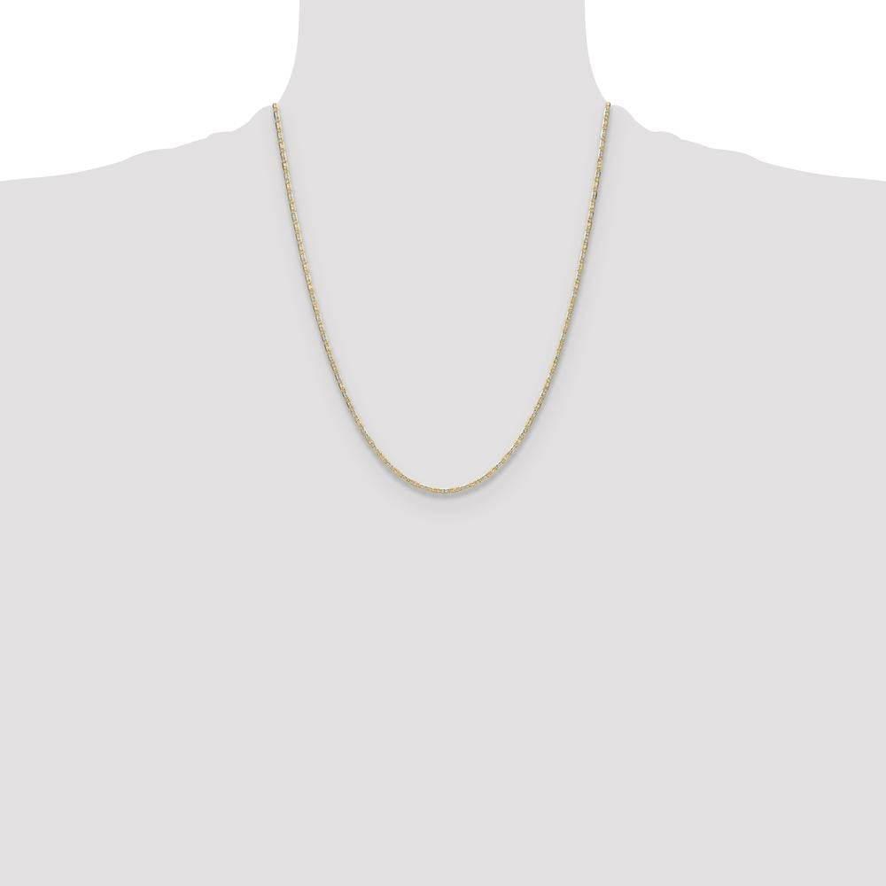 14K Tri-Color Gold 22" Pavé Valentino Chain Necklace - 2.0mm Width by Oro Pregiato
