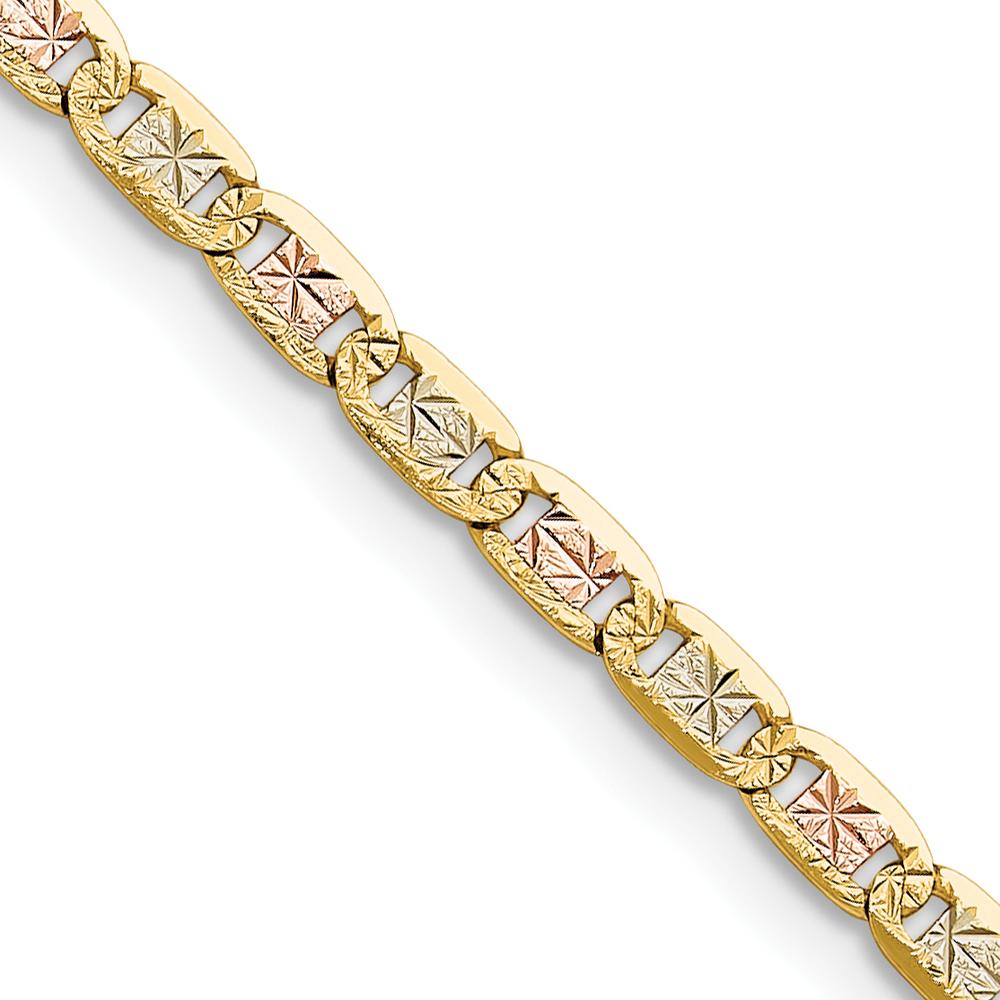 14K Tri-Color Gold 22" Pavé Valentino Chain Necklace - 3.2mm Width by Oro Pregiato
