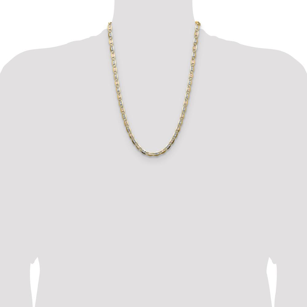 14K Tri-color Gold 24" Pave Valentino Chain - 6.1mm Width by Oro Pregiato