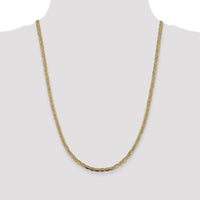 14K Tri-Color Gold 24" Pavé Valentino Open Link Chain - 3.8mm Width by Oro Pregiato