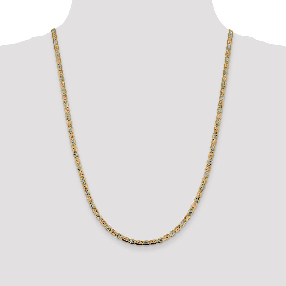 14K Tri-Color Gold 24" Pavé Valentino Open Link Chain - 3.8mm Width by Oro Pregiato