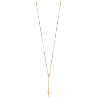 14K Tri-color Gold 24" Rosary Necklace with Polished Crucifix and Miraculous Medal by 0