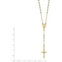 14K Tri-color Gold 24" Rosary Necklace with Polished Crucifix and Miraculous Medal by 0