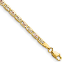 14K Tri-Color Gold 3.2mm Pavé Valentino Chain Bracelet by Oro Pregiato