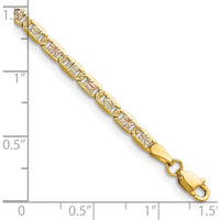 14K Tri-Color Gold 3.2mm Pavé Valentino Chain Bracelet by Oro Pregiato