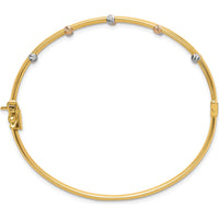 14K Tri-Color Gold 3-Row Diamond-cut Beaded Hinged Bangle Bracelet - Polished Finish by Oro Pregiato