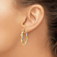14K Tri-color Gold 33mm Light Twisted Hoop Earrings by 0