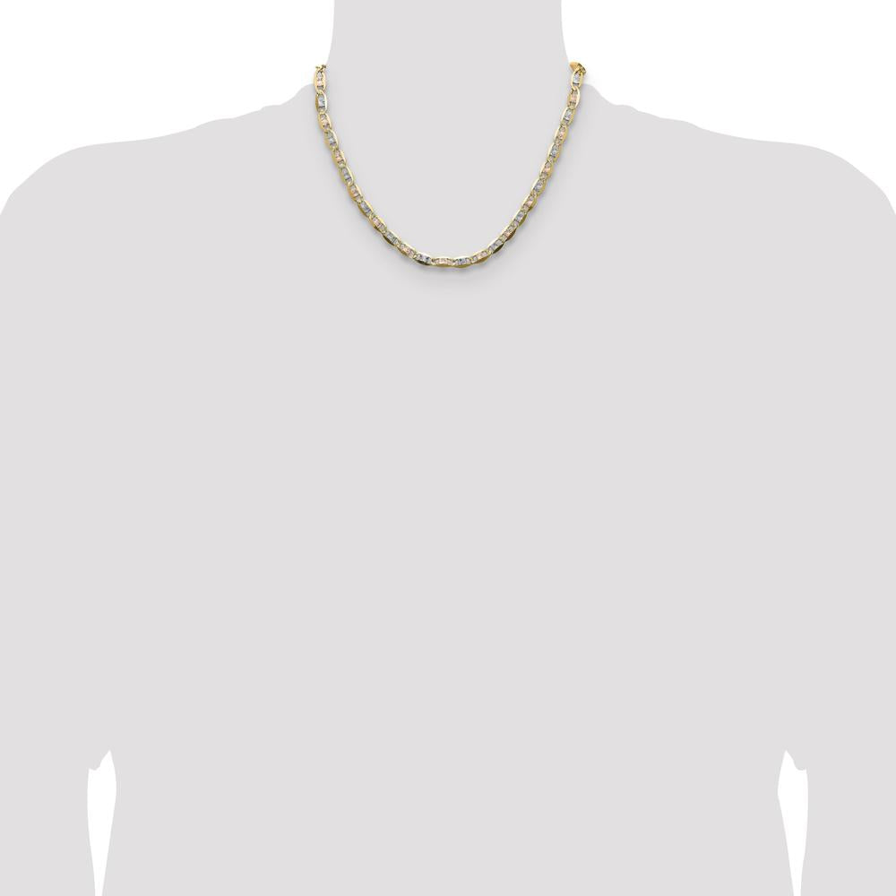 14K Tri-Color Gold 6.1mm Pavé Valentino Chain Necklace - 18 Inches by Oro Pregiato