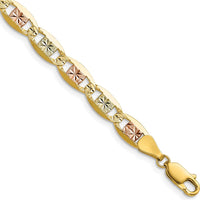 14K Tri-Color Gold 6.1mm Pavé Valentino Chain Necklace - 20 Inches by Oro Pregiato