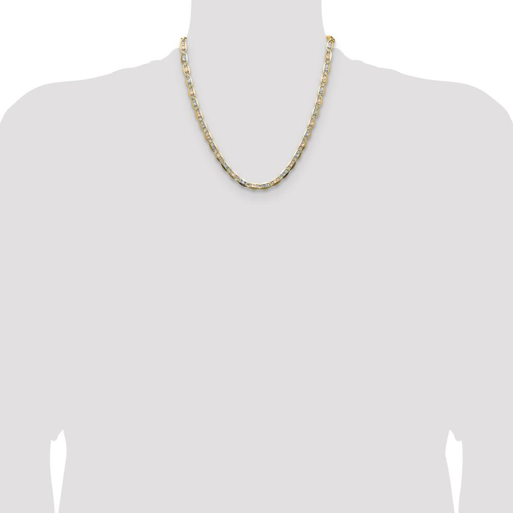 14K Tri-Color Gold 6.1mm Pavé Valentino Chain Necklace - 20 Inches by Oro Pregiato