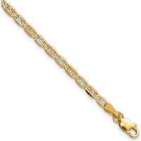 14K Tri-Color Gold 7" Pavé Valentino Chain Bracelet - 2.75mm Width by Oro Pregiato