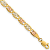14K Tri-Color Gold 8" Open Link Chain Bracelet with Lobster Clasp by Oro Pregiato