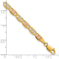 14K Tri-Color Gold 8" Open Link Chain Bracelet with Lobster Clasp by Oro Pregiato