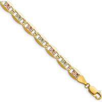 14K Tri-Color Gold 9" Pavé Valentino Chain Anklet - 6.1mm Width by Oro Pregiato