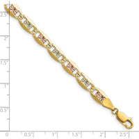 14K Tri-Color Gold 9" Pavé Valentino Chain Anklet - 6.1mm Width by Oro Pregiato