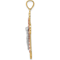 14K Tri-Color Gold and Rhodium Diamond-Cut Crucifix Pendant by Oro Pregiato