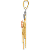 14K Tri-Color Gold Big Boy and Little Girl Engravable Love Pendant - Family Charm by Oro Pregiato