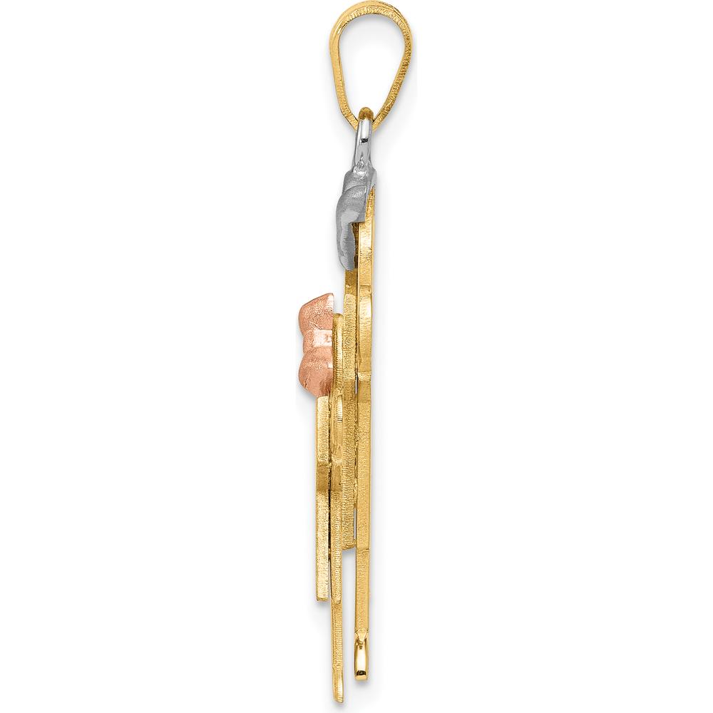 14K Tri-Color Gold Big Boy and Little Girl Engravable Love Pendant - Family Charm by Oro Pregiato