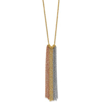 14K Tri-Color Gold Dangle Pendant Necklace with 2" Extender by 0