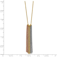 14K Tri-Color Gold Dangle Pendant Necklace with 2" Extender by 0