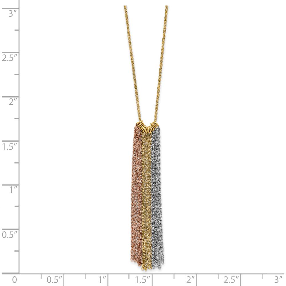14K Tri-Color Gold Dangle Pendant Necklace with 2" Extender by 0
