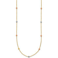 14K Tri-Color Gold Diamond-Cut Beads 18" Station Necklace with Hollow Design by 0