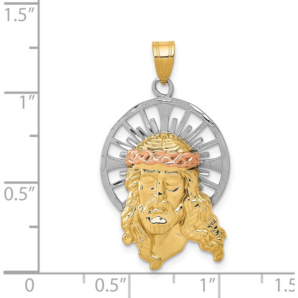 14K Tri-Color Gold Diamond-Cut Christ Charm Pendant - Faith-Inspired Design by Oro Pregiato