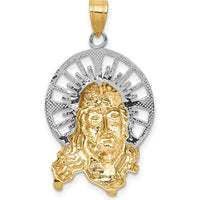 14K Tri-Color Gold Diamond-Cut Christ Charm Pendant - Faith-Inspired Design by Oro Pregiato