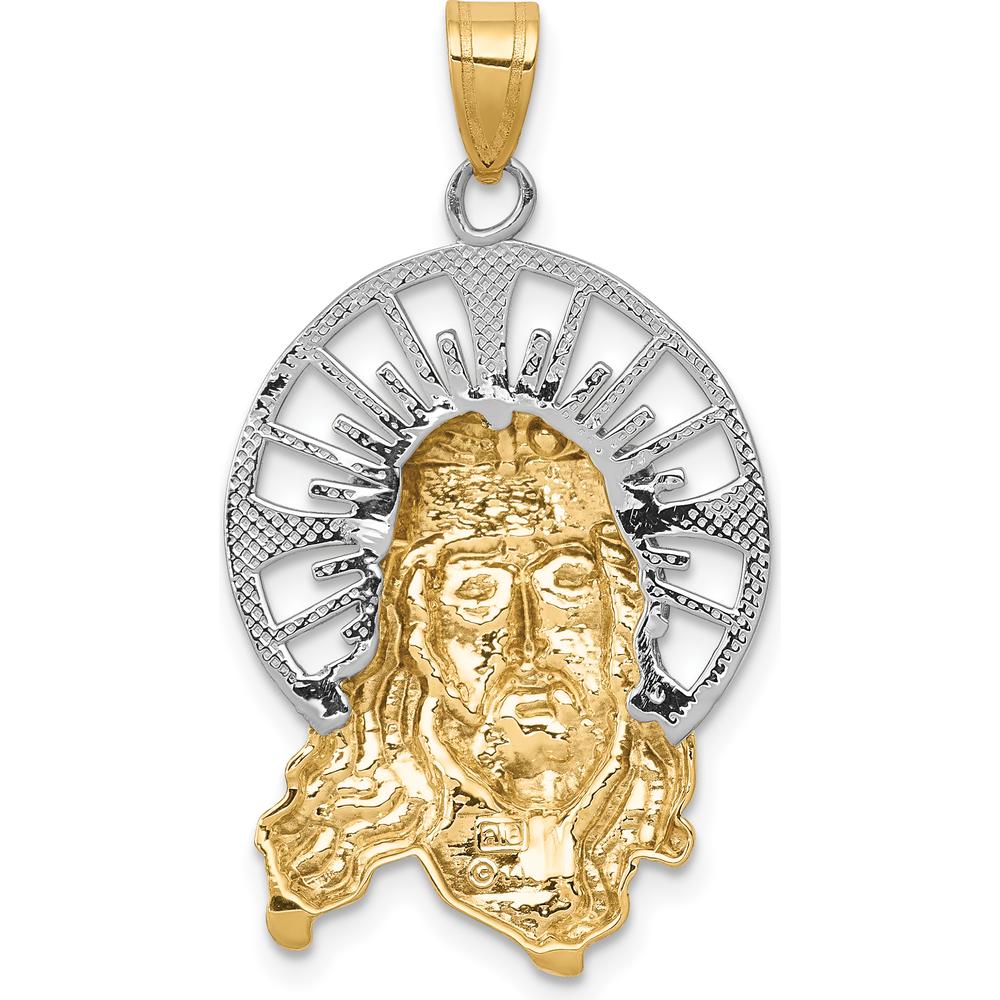 14K Tri-Color Gold Diamond-Cut Christ Charm Pendant - Faith-Inspired Design by Oro Pregiato