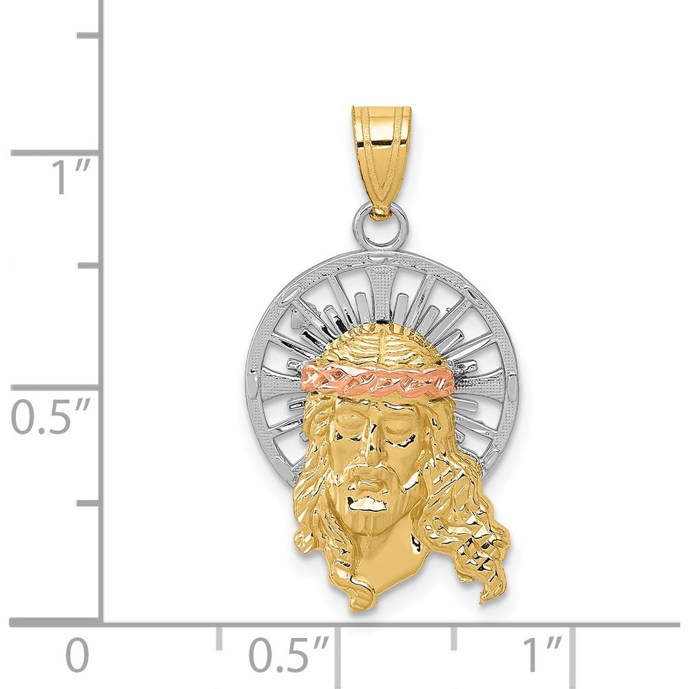 14K Tri-Color Gold Diamond-cut Christ Pendant Charm - Faith-Inspired Design by Oro Pregiato