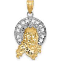 14K Tri-Color Gold Diamond-cut Christ Pendant Charm - Faith-Inspired Design by Oro Pregiato