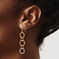 14K Tri-Color Gold Diamond Cut Dangle Earrings - 59mm Length by 0