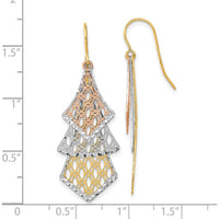 14K Tri-Color Gold Diamond-Cut Filigree Drop Earrings by 0