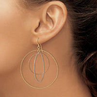 14K Tri-color Gold Diamond Cut Graduated Circle Drop Earrings with Shepherd Hook Closure by 0