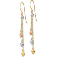 14K Tri-Color Gold Diamond-Cut Heart Dangle Earrings by 0