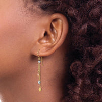 14K Tri-Color Gold Diamond-Cut Heart Dangle Earrings by 0